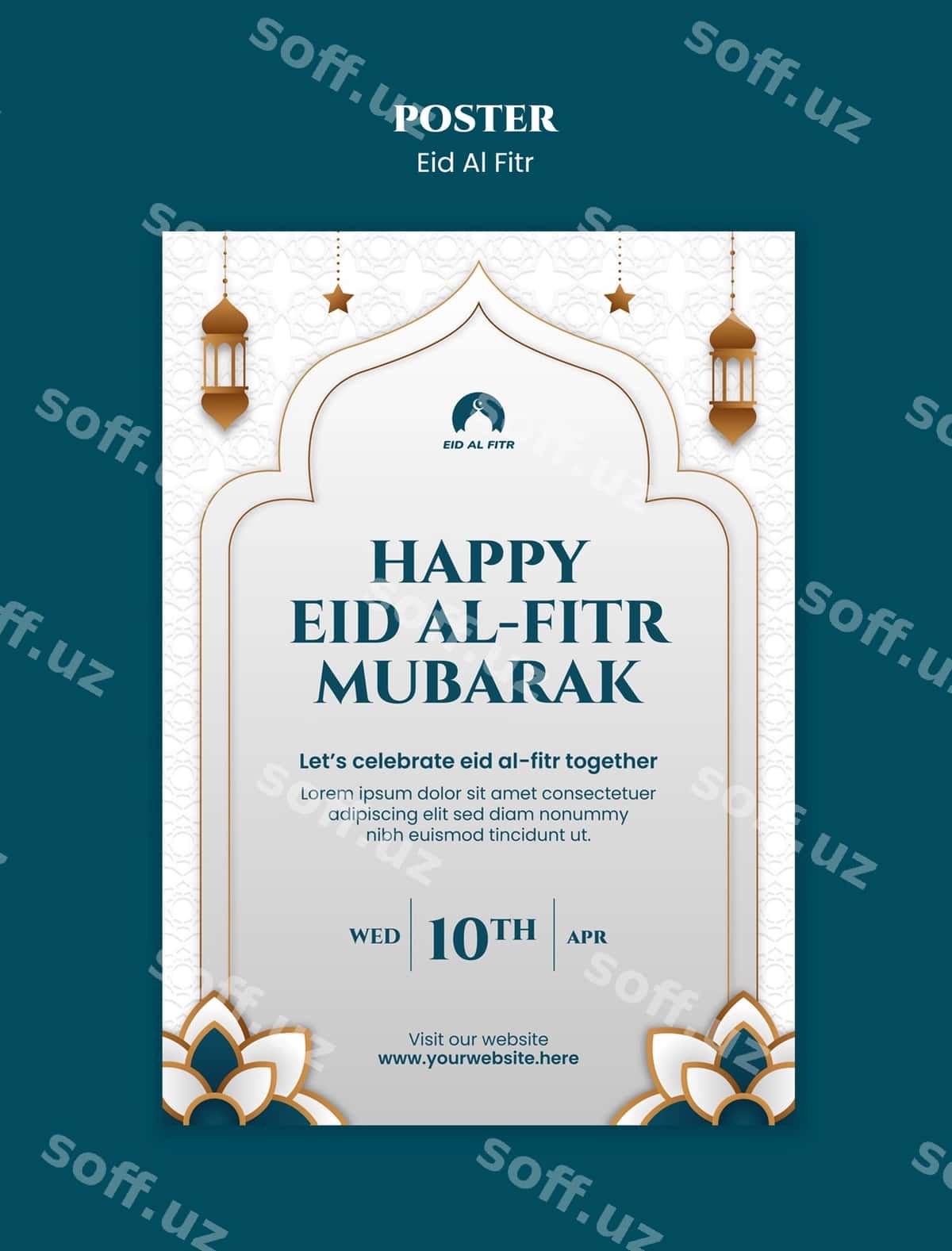 Fitr bayrami tabrigi shabloni | Eid al fitr celebration poster template 1