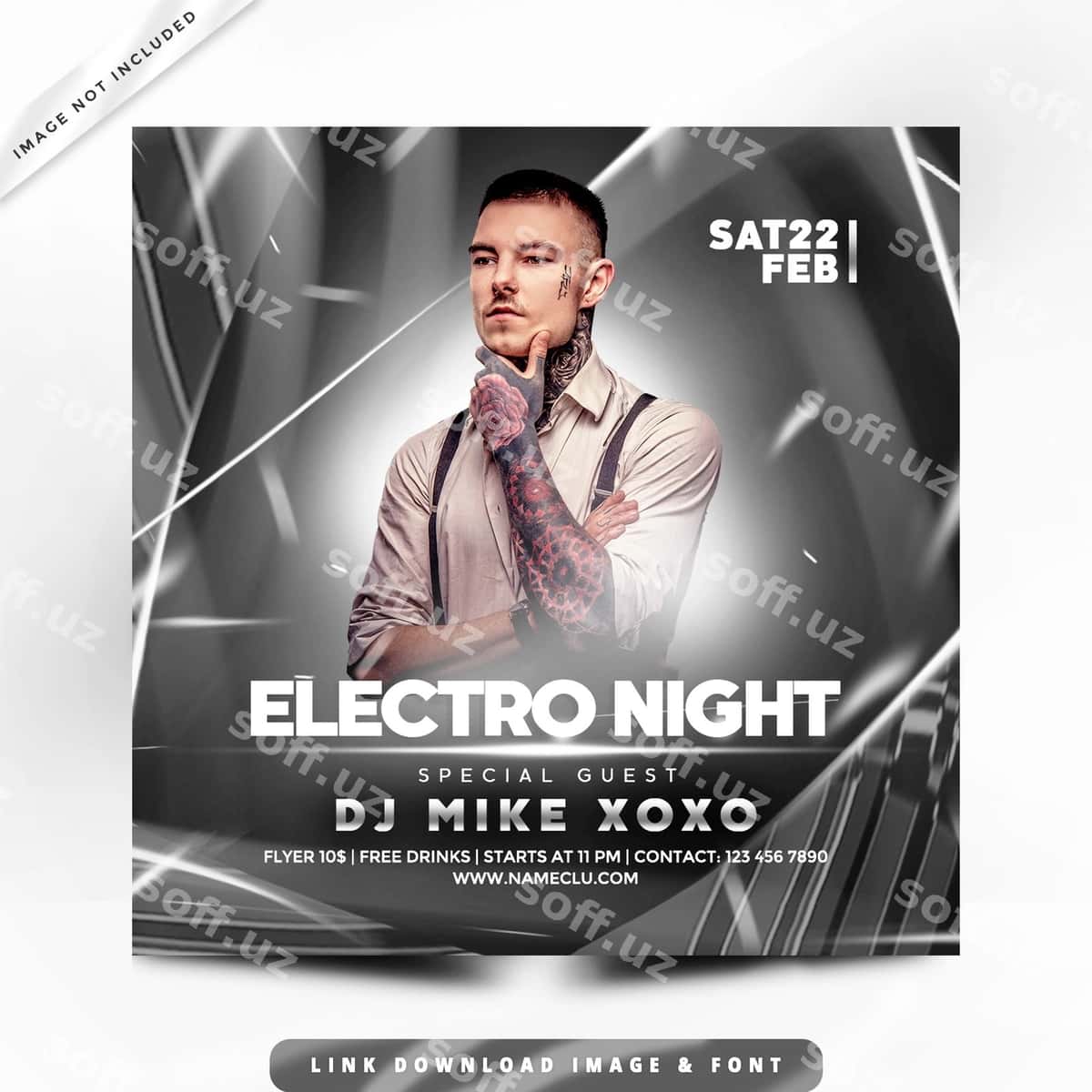 Elekro tunlar to'p premium poster | Electro nights party premium poster 1