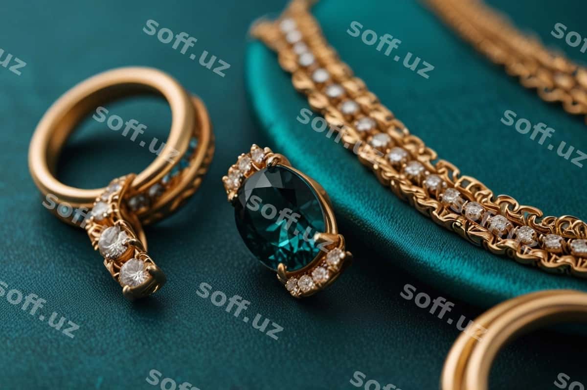 Chiroyli aksesuarlar ko'k-yashil fon | Elegant accessories teal background 1