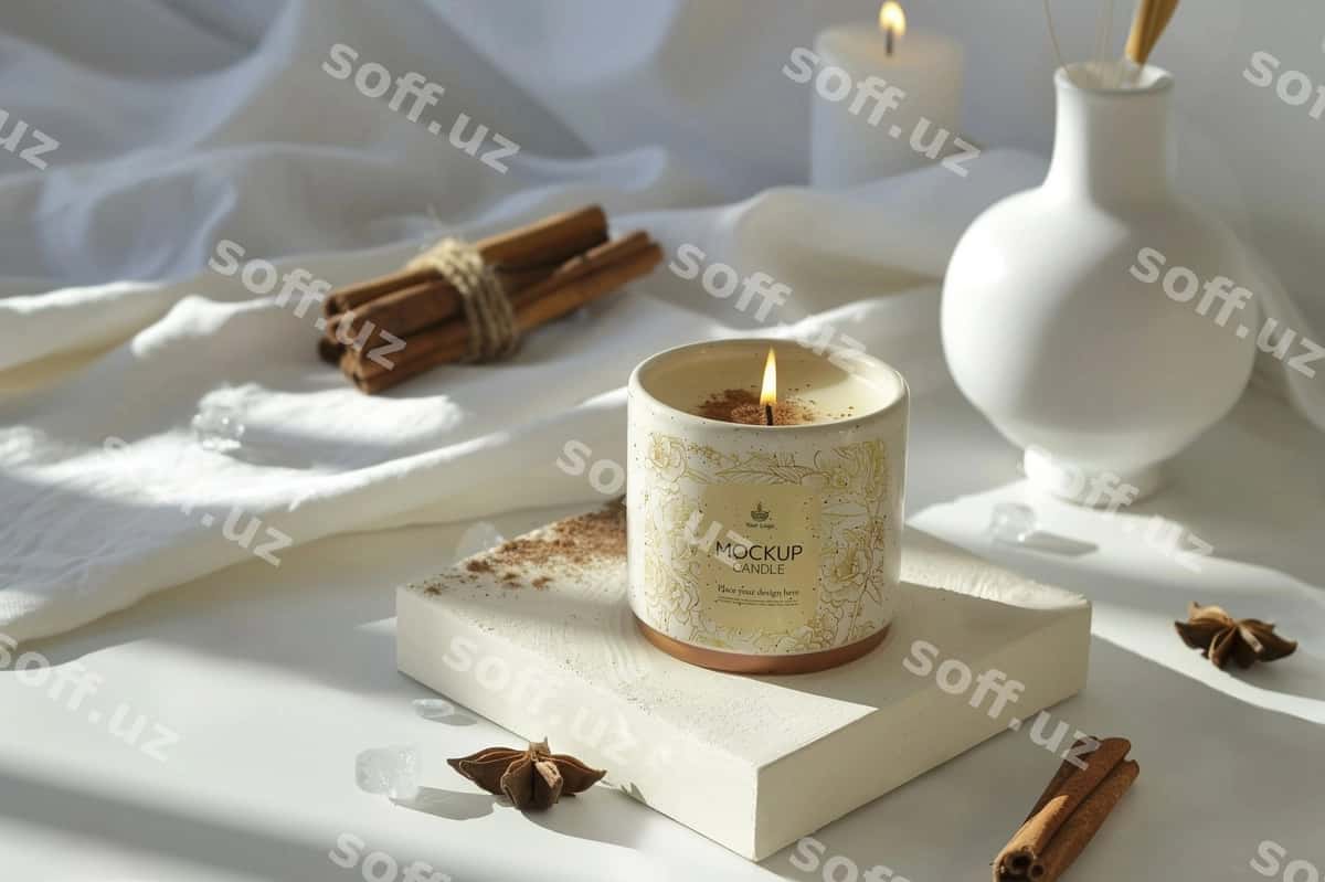 Elegant shamol logotipi mockup | Elegant candle logo mockup 1