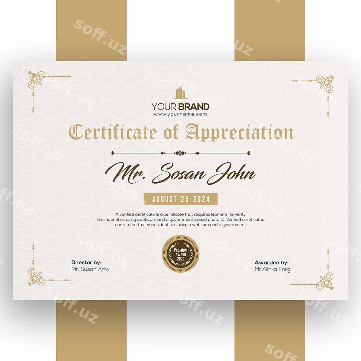 Elegant sertifikat shabloni | Elegant certificate template 1