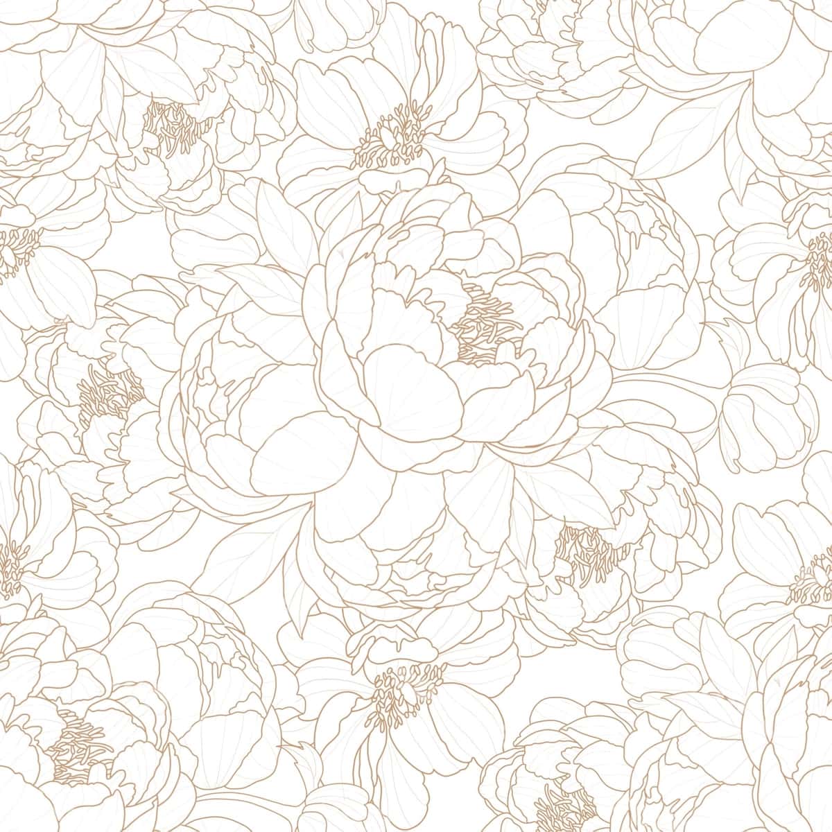 Elegant pionson chiziqlari shabloni | Elegant peony line art pattern 1