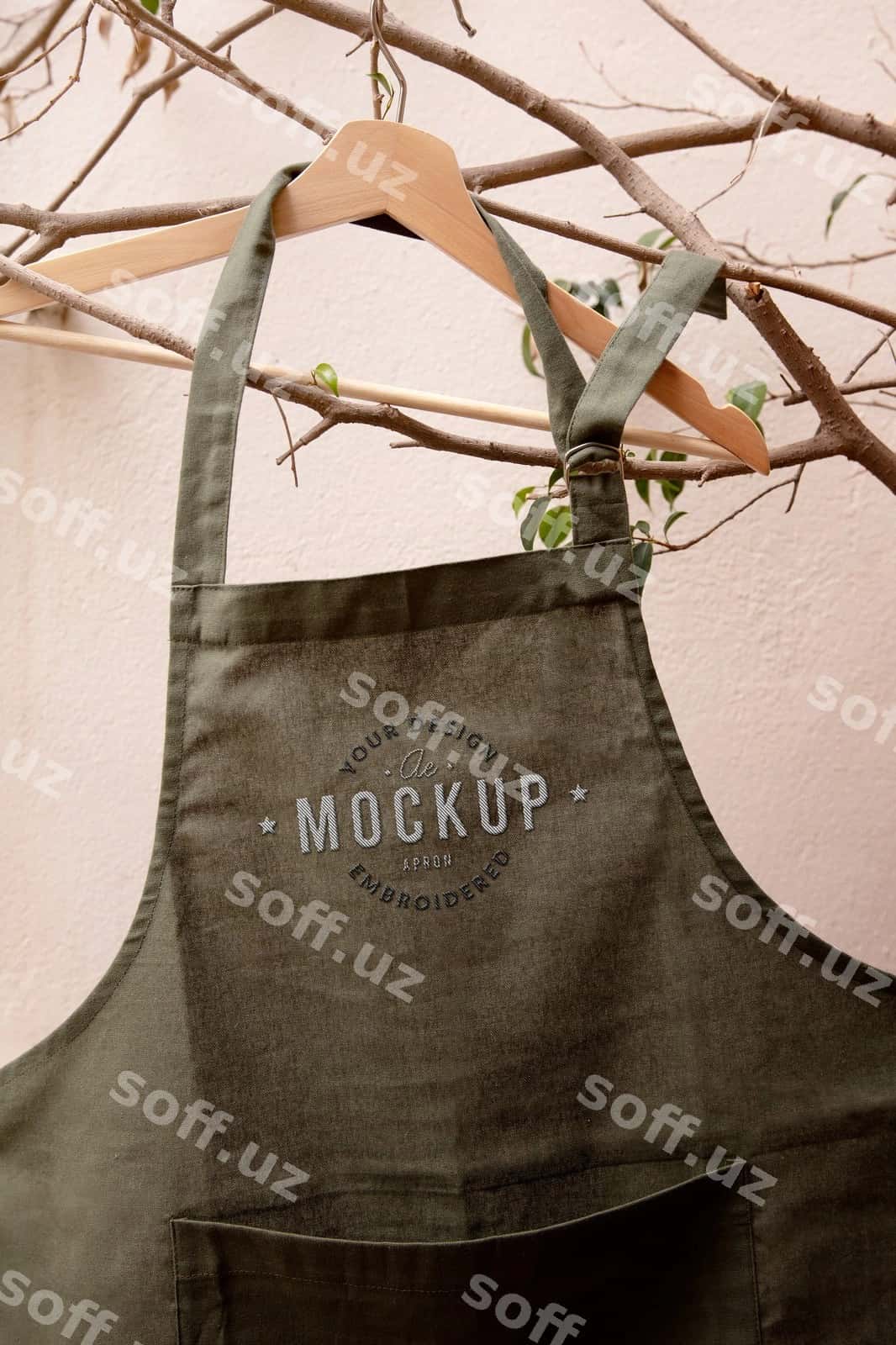 O'yog'langan o'yog'a mockup dizayni | Embroidered apron mockup design 1