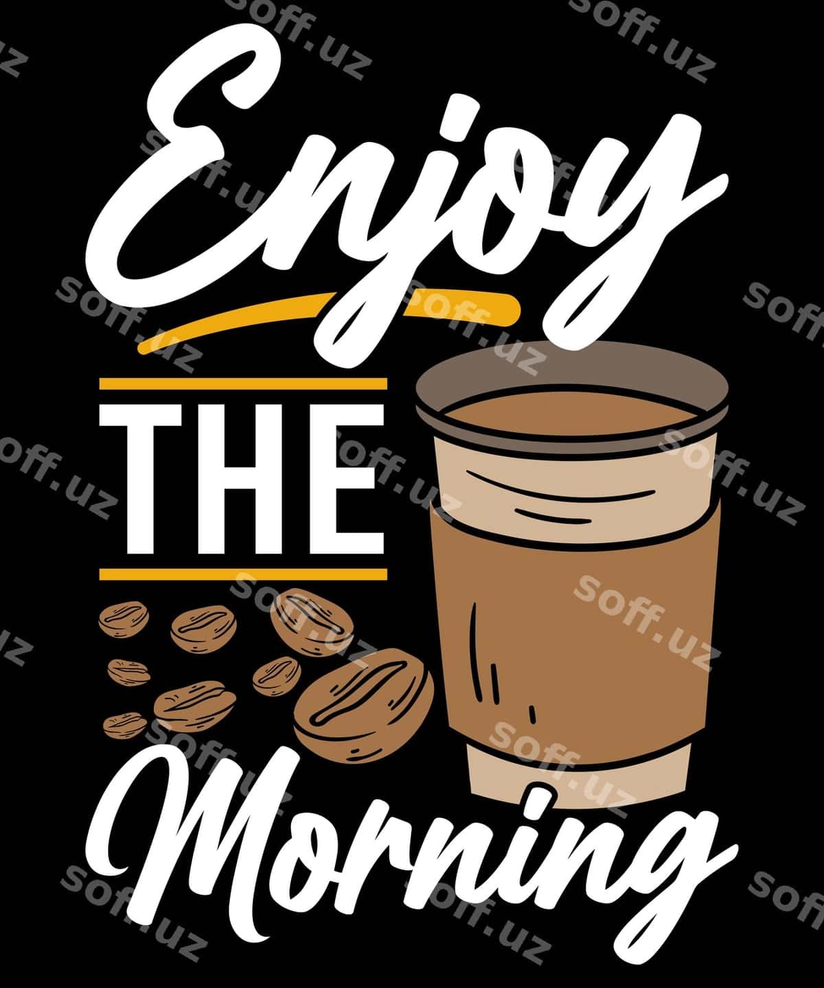 Ertalab kofe sevmuchi futbolka dizayni | Enjoy morning coffee lover tshirt design 1