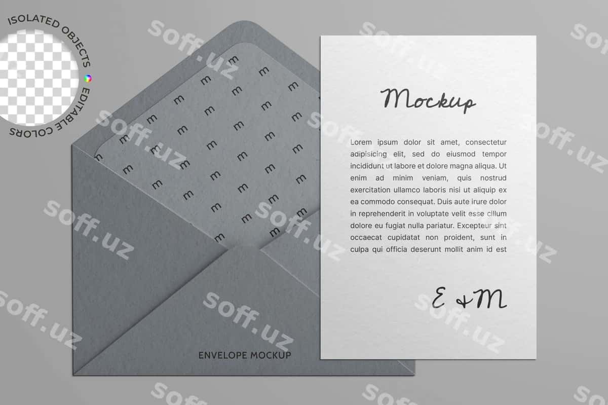 Konvert bilan kartochka namunasi ajraltirilgan | Envelope with card mockup isolated 1