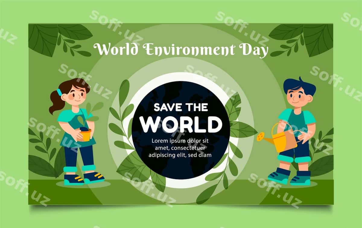 Atmosfera ta'limi kuni uchun baner dizayni | Environmental education day banner design 1