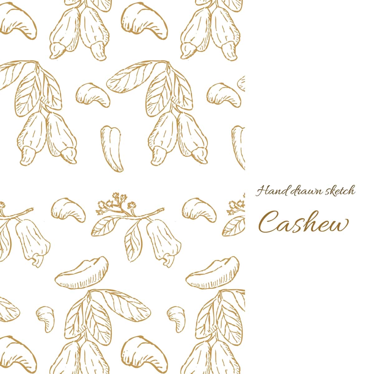Kaju muqovasi shabloni oziq-ovqat fonida choksiz vektorli illyustratsiya | Cashew cover template food background vector illustration with seamless 1