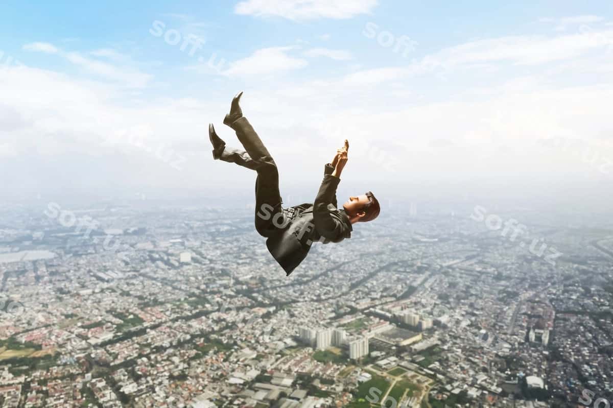 Yiqilgan ishbilarmon odam 3D tasviri | Falling business man 3d illustration 1
