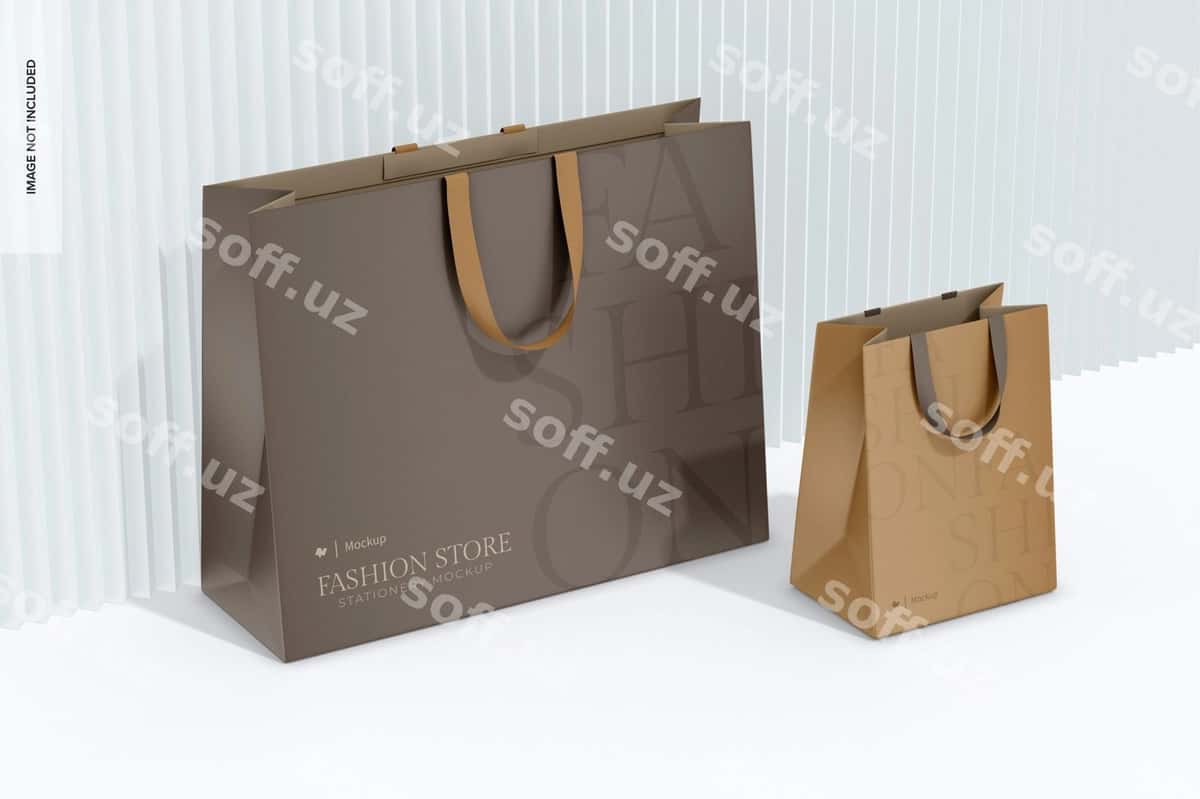 Moda do'kon sumkalar namuna perspektivasi | Fashion store bags mockup perspective 1