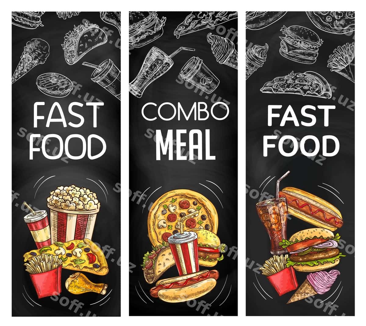 Fasst food chalkboard black banners | Fasst food chalkboard black banners 1