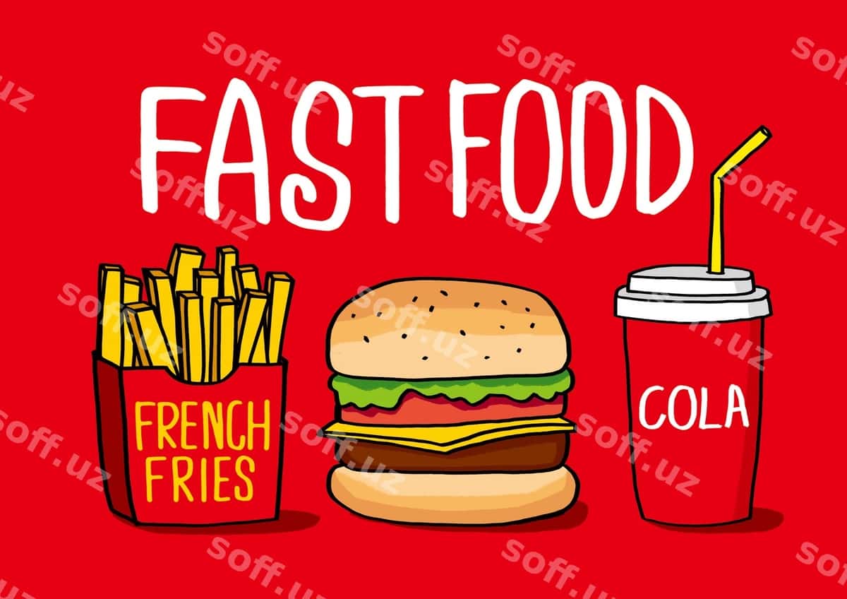 Tez ovqatlanish vektor piktogrammalari | Fast food vector icons 1