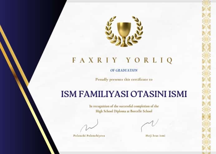 Faxriy yorliq shablon tayyori andoza 1