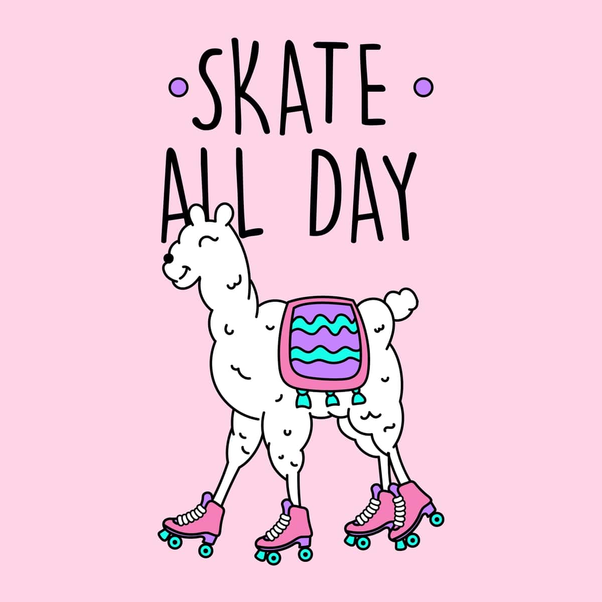 Kun bo'yi konkida uchish matni (lama bilan) | Skate all day text with llama 1