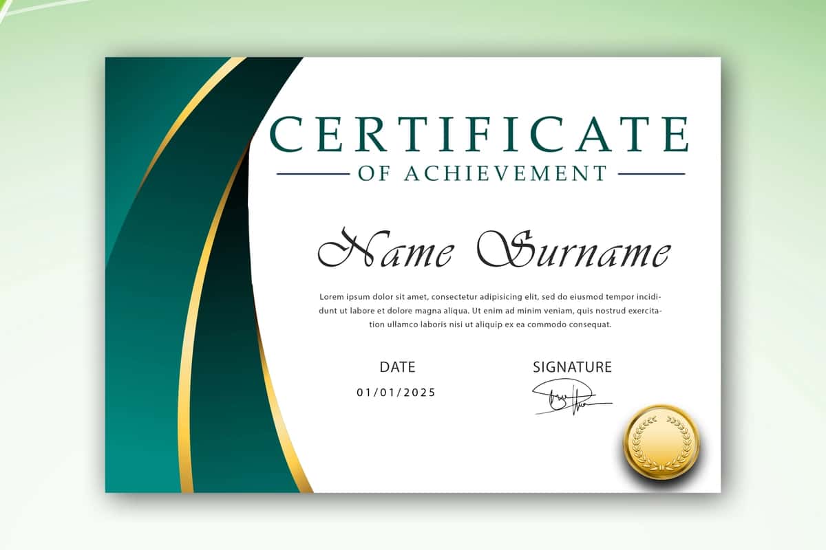 Gradient nafis sertifikat shabloni | Gradient elegant certificate template 1