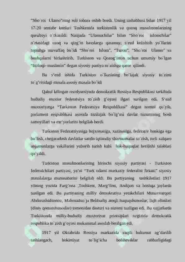 Turkistondа mustаbid sovet hokimiyatining о‘rnаtilishi vа ungа qаrshi qurolli hаrаkаt 4