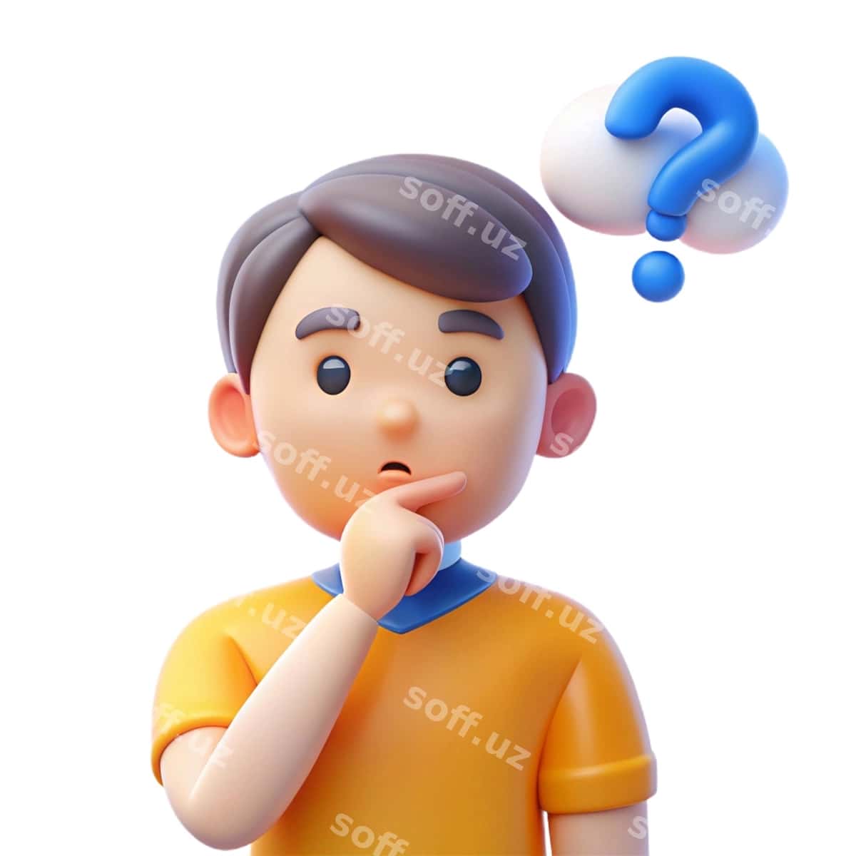 Erkak figurası so'lbelgisı bilan yuzi | Figurine man with question mark his face 1