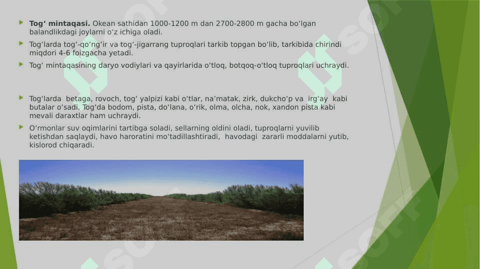 Oʻzbekistonning togʻ va togʻoldi mintaqasi tuproqlari geografiyasi 4