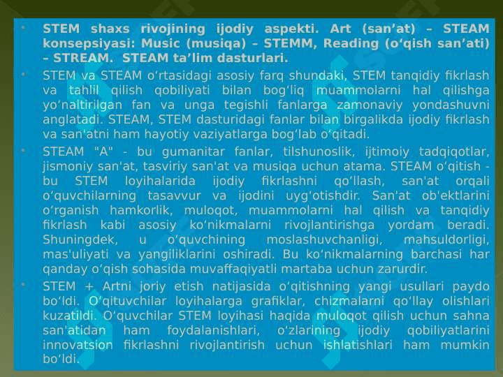 STEAM TAʼLIM IQTIDORLI OʻQUVCHILARNI OʻQITISH 5