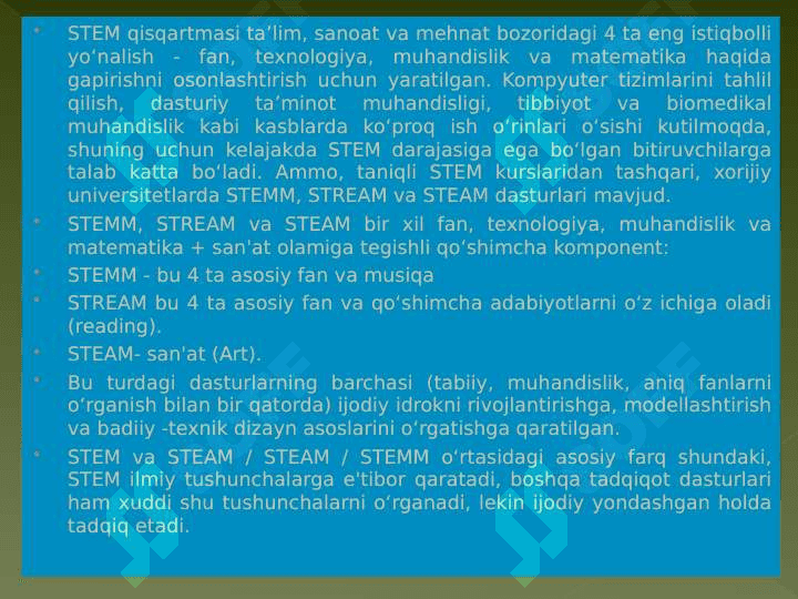 STEAM TAʼLIM IQTIDORLI OʻQUVCHILARNI OʻQITISH 6