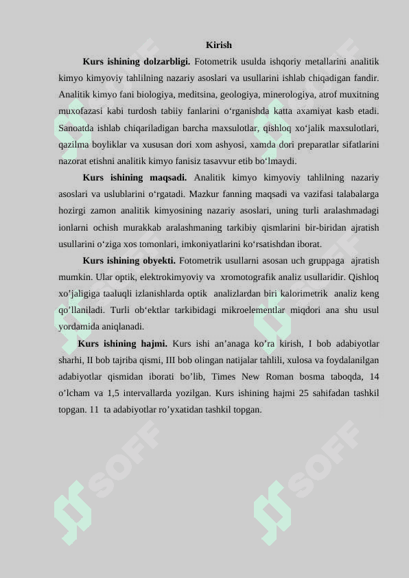 Fotometrik usulda ishqoriy metallarni aniqlash kurs ishi 2