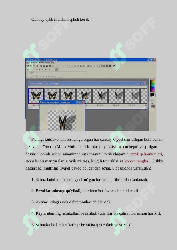 Animatsion dasturlar haqida umumiy ma`lumot 4