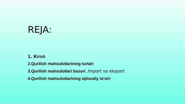 Qurilish mahsuloti import eksport 1