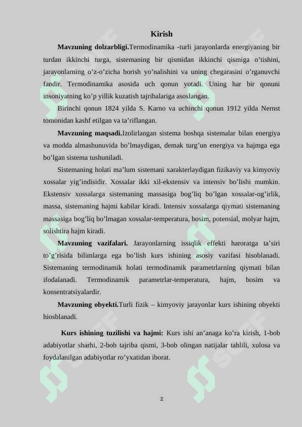 JARAYONLARNING ISSIQLIK EFFEKTIGA  HARORATNING TA’SIRI kurs ishi 2