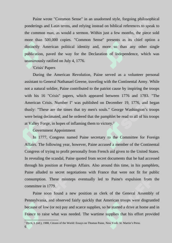 Central themes in early British literature Freedom in works of THOMAS PAINE 6