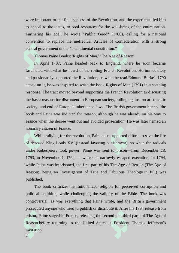 Central themes in early British literature Freedom in works of THOMAS PAINE 7