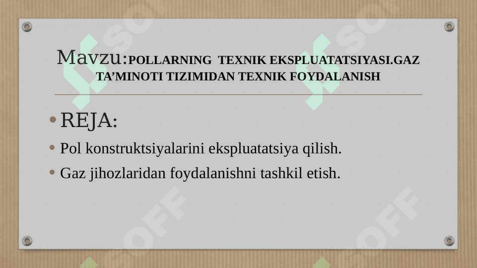 Bino va inshootlar ekspluatatsiyasi fanidan taqdimot loiha 2