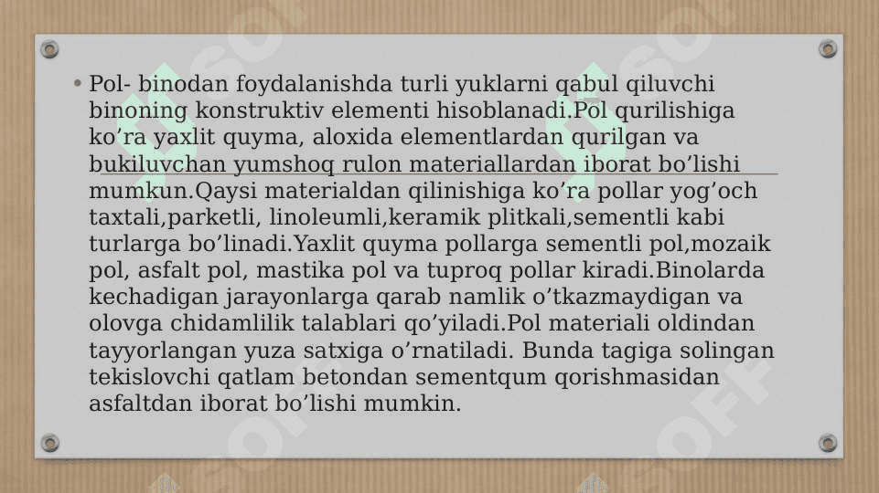 Bino va inshootlar ekspluatatsiyasi fanidan taqdimot loiha 3