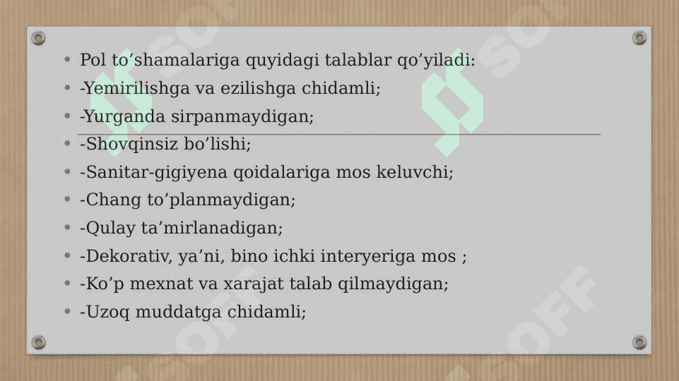 Bino va inshootlar ekspluatatsiyasi fanidan taqdimot loiha 4