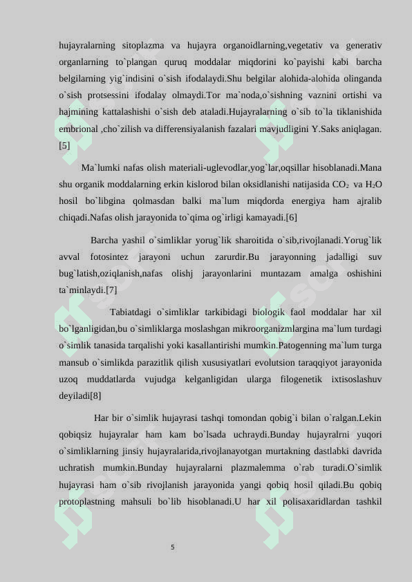 O`sish jarayonlarining boshqarish mexanizmi. Fitogormonlar. 5