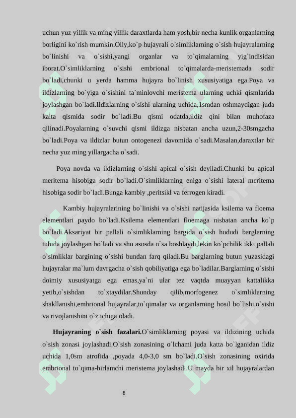 O`sish jarayonlarining boshqarish mexanizmi. Fitogormonlar. 8