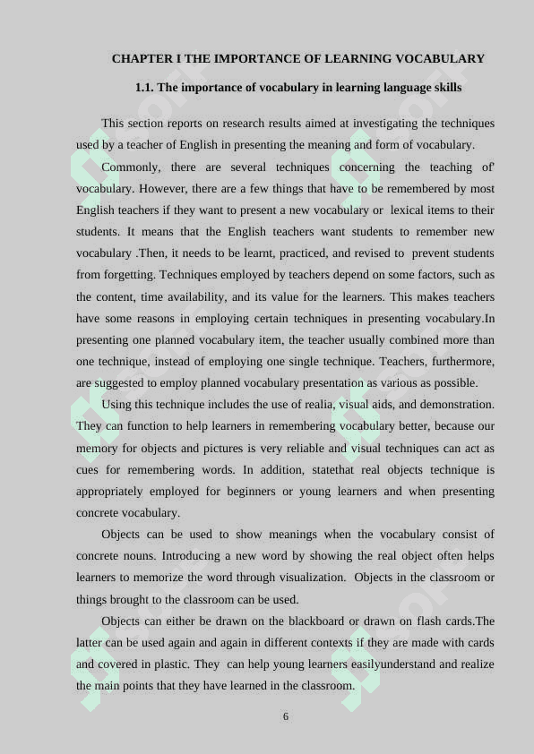 THE IMPORTANCE OF GIVING VOCABULARY INSTRUCTION FOR DEVELOPING LANGUAGE SKILLS 5