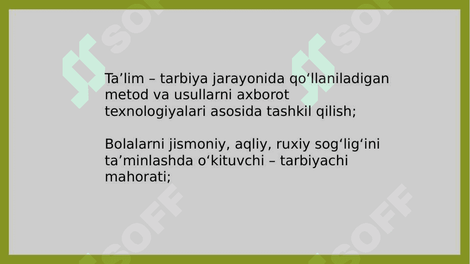 Maktabgacha ta'lim tarbiyani
 tashkil etish fanining predmedi, maqsad va vazifalari 3