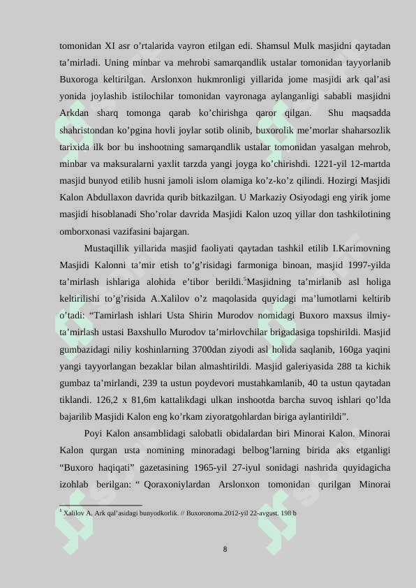 Mustaqillik yillarida o‘rta asrlar O‘zbek davlatchiligi tarixiga 8