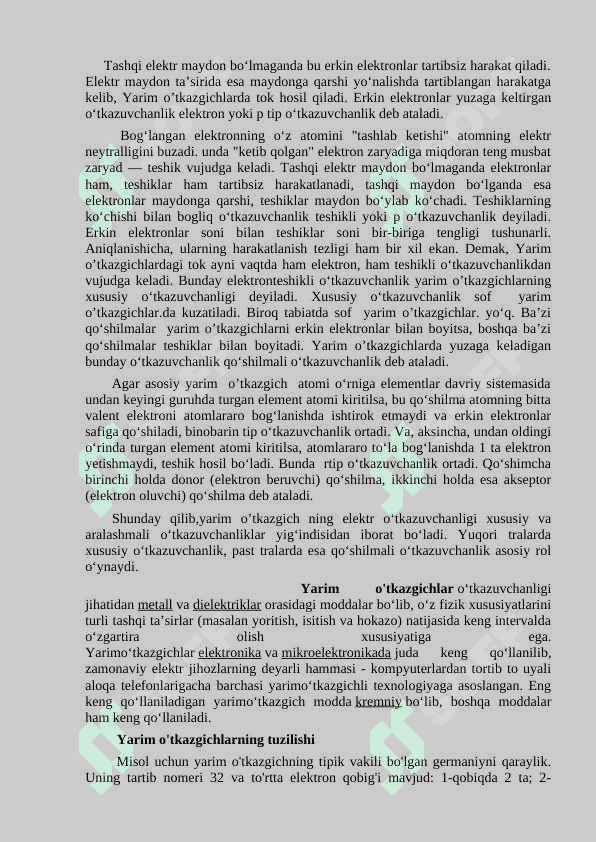 Yarim  o’tkazgich materiallarini olish usullari 6