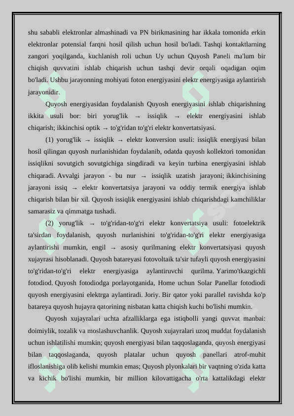 Alternativ Muqobil energiya olish va undan foydalanish 2