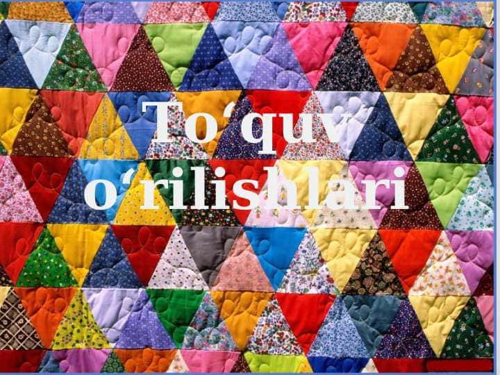 Тo‘quv o‘rilishlari 1