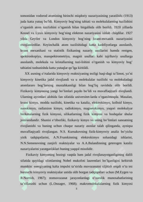 Reaksiya tezligining haroratga bog’liqligi kurs ishi 5