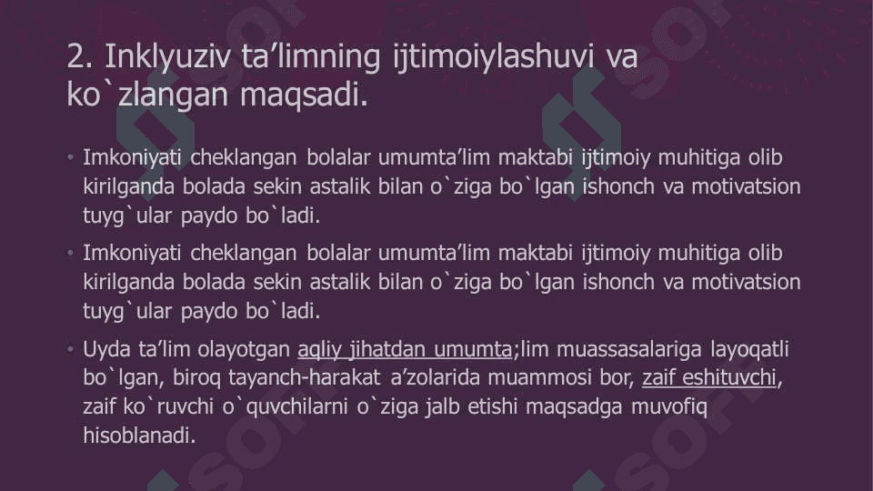 Inklyuziv taʼlimni  mohiyati integratsion  taʼlim, ijtimoiy  reabilitatsiya 6