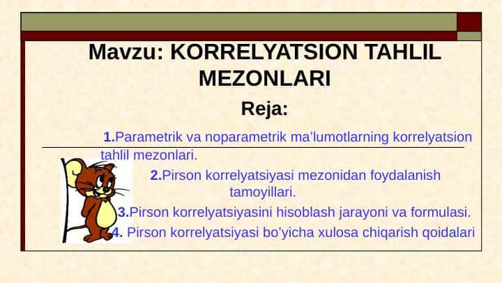 KОRRЕLYATSION TAHLIL MЕZОNLARI 1
