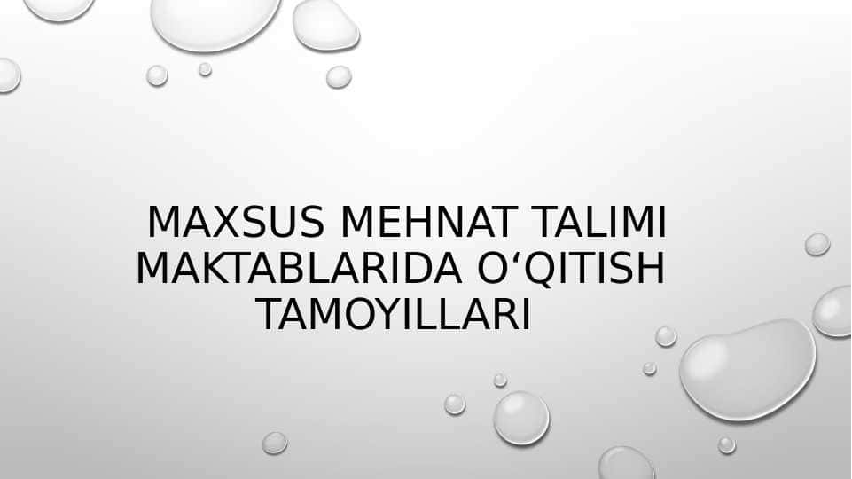 Maxsus Mehnat talimi maktablarida oʻqitish  tamoyillari 1