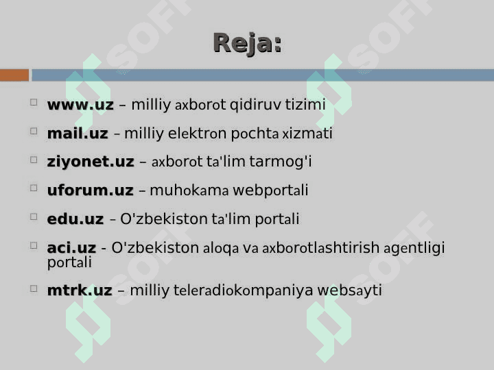 O'ZBEKISTON MILLIY INTERNET RЕSURSLАRI. MILLIY INTERNET RЕSURSLАR 2