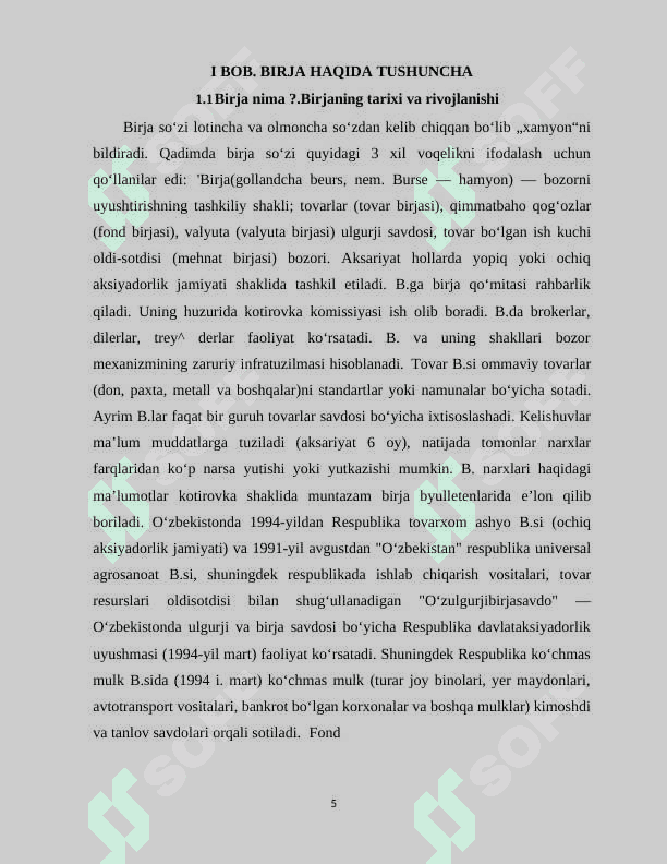 Birja-bozor infrastrukturasining asosiy bo’g’ini sifatida. 5
