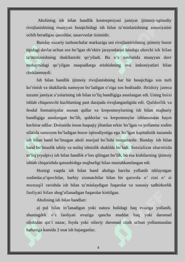 AHOLI BANDLIGI MUAMMOSINING IQTISODIY MOHIYATI 6
