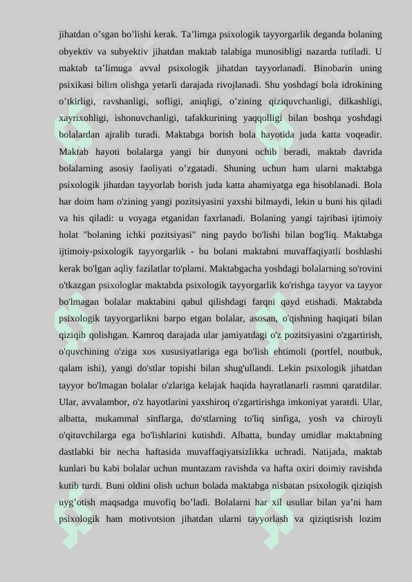 Bolalarni maktabga psixologik tayyorlash 8