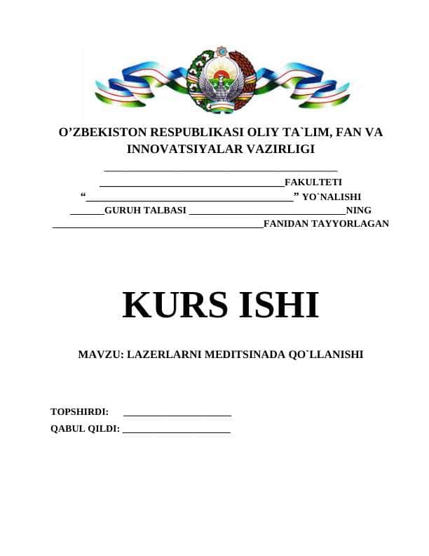 LAZERLARNI MEDITSINADA QO`LLANISHI 1