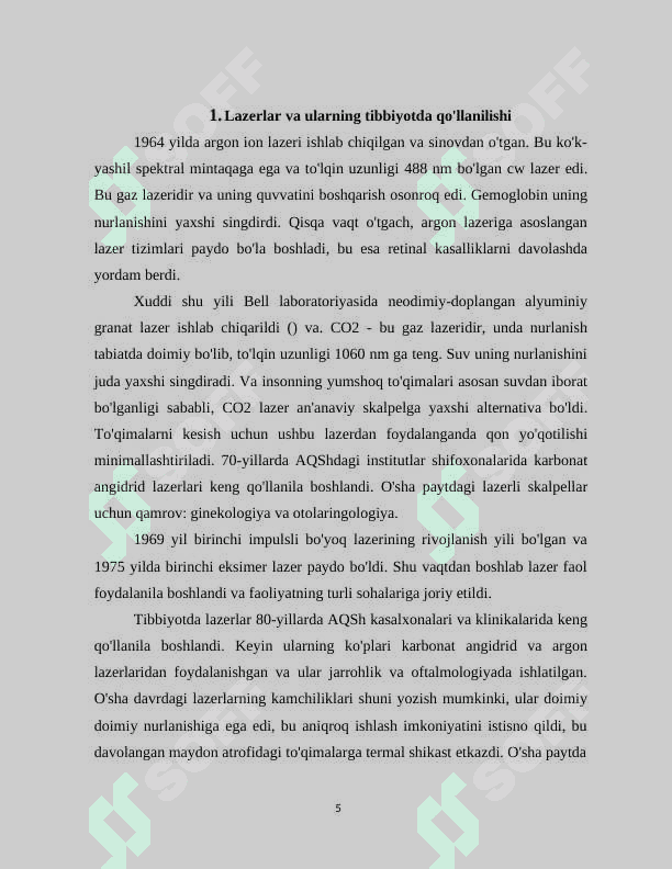 LAZERLARNI MEDITSINADA QO`LLANISHI 5